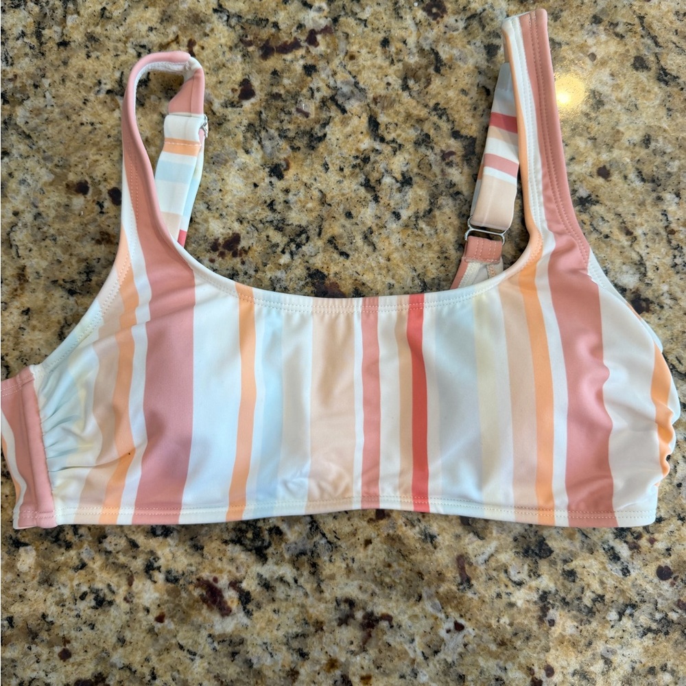 Xhilaration Women's Pastel Stripe Bikini Top - Pink, Peach & White